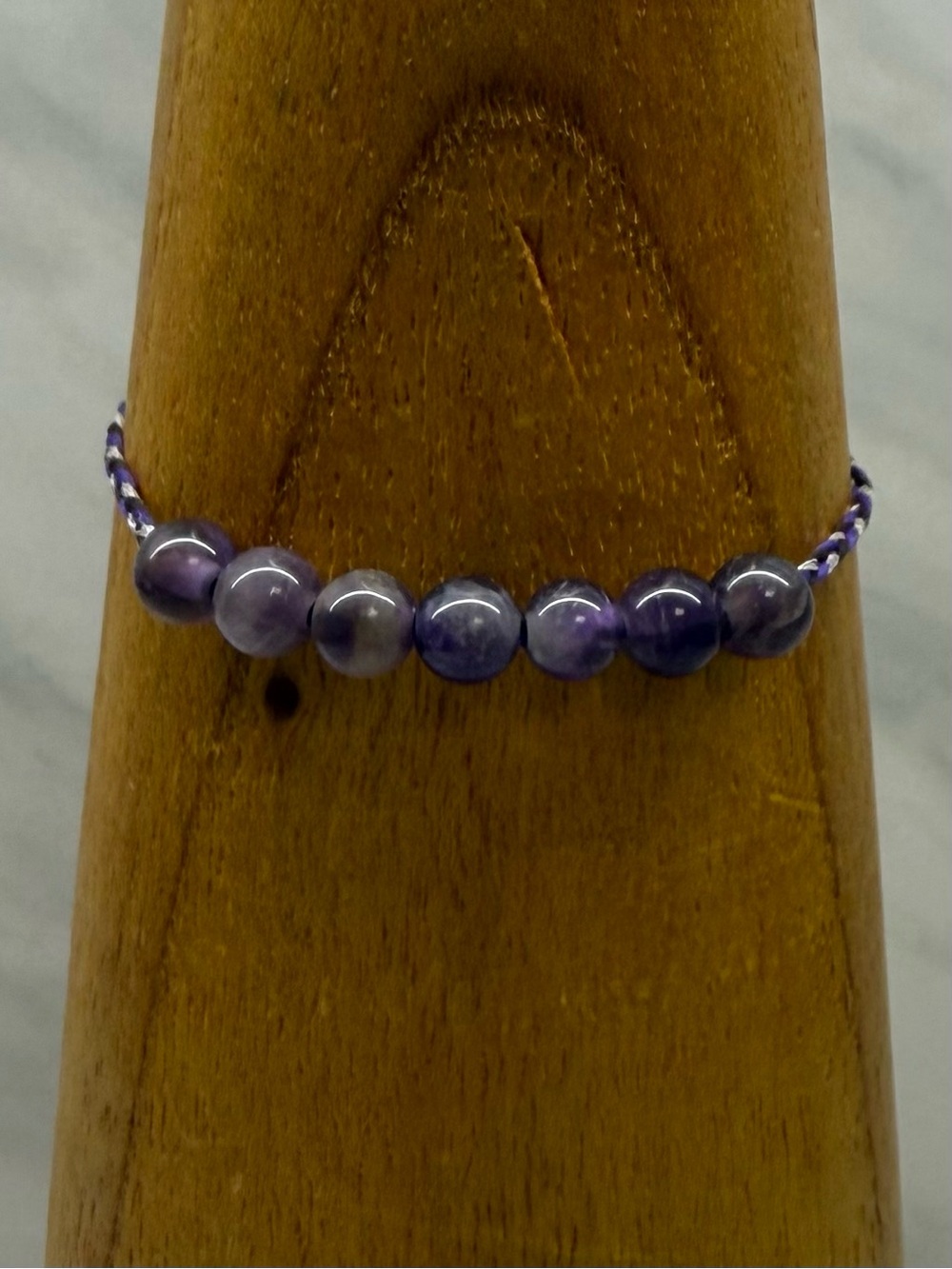 Alex and Ani Purple Stone Corded Bracelet with Bead-Slide Closure